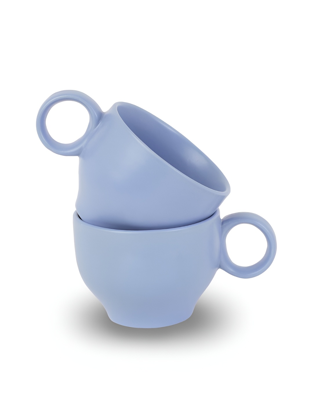 

10club Ceramic Cup with Ring Handle Set of 2 Marine Blue