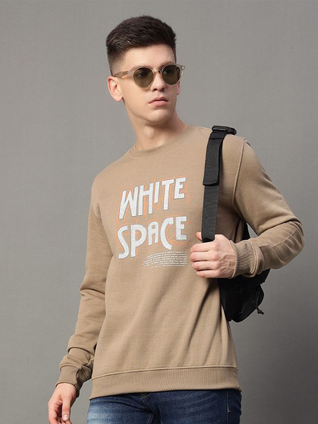 

GET GOLF Men Printed Pullover Sweatshirt, Beige