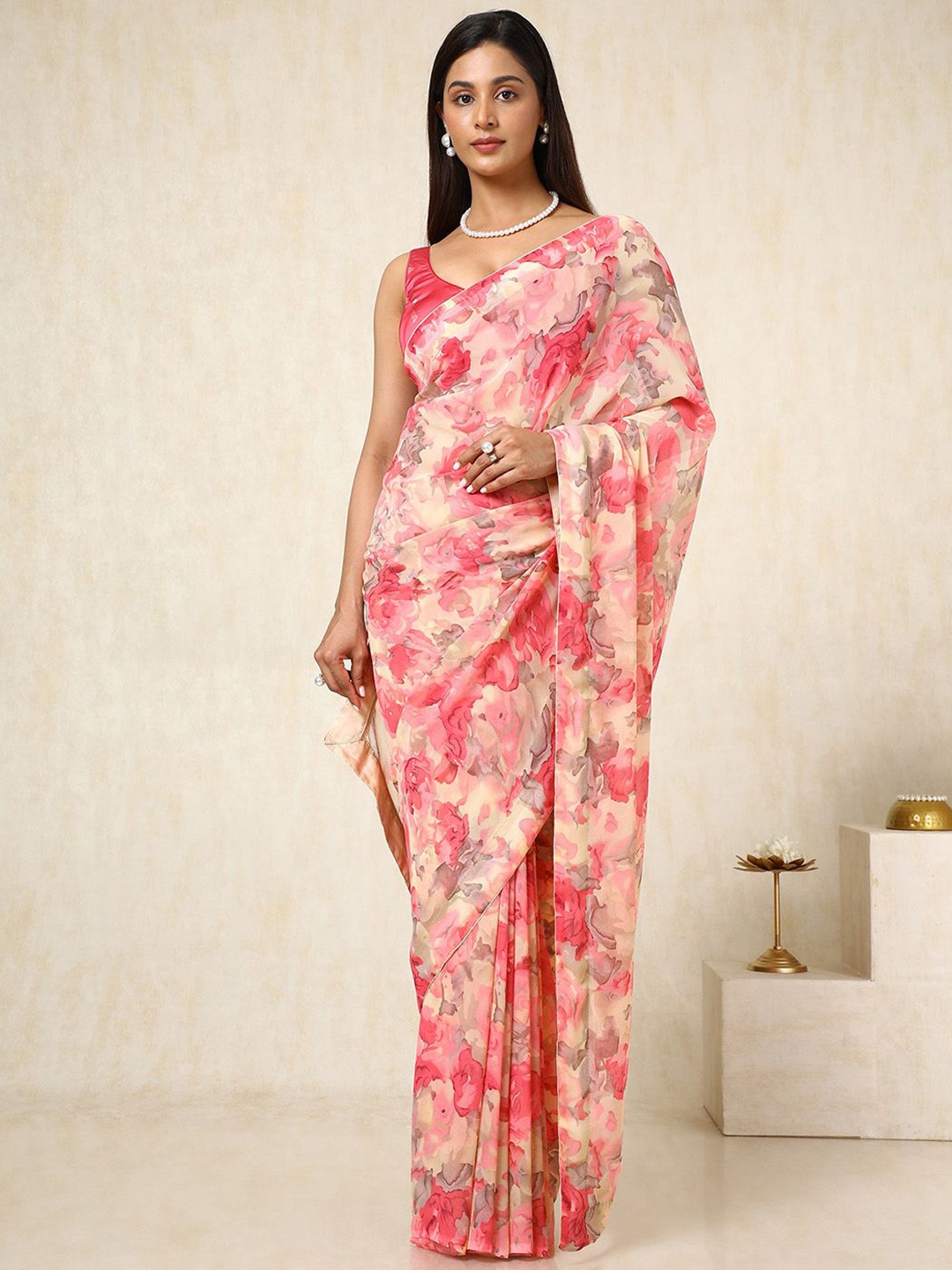 

Soch Floral Printed Pure Georgette Saree, Beige