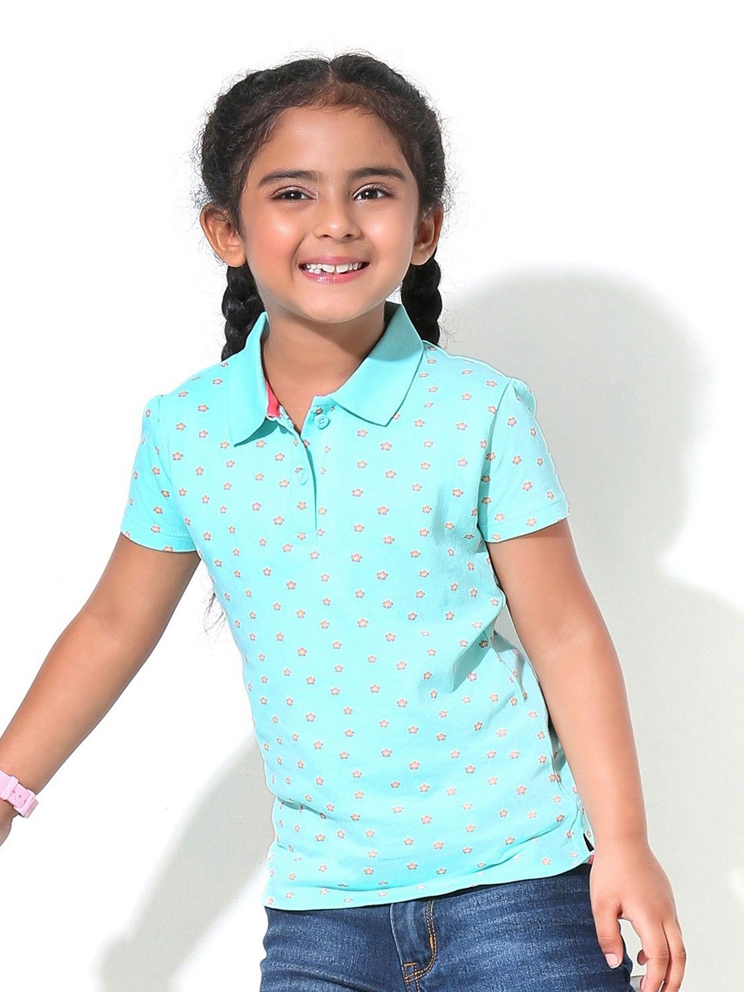 

Honeyhap Girls V-Neck Applique T-shirt, Blue