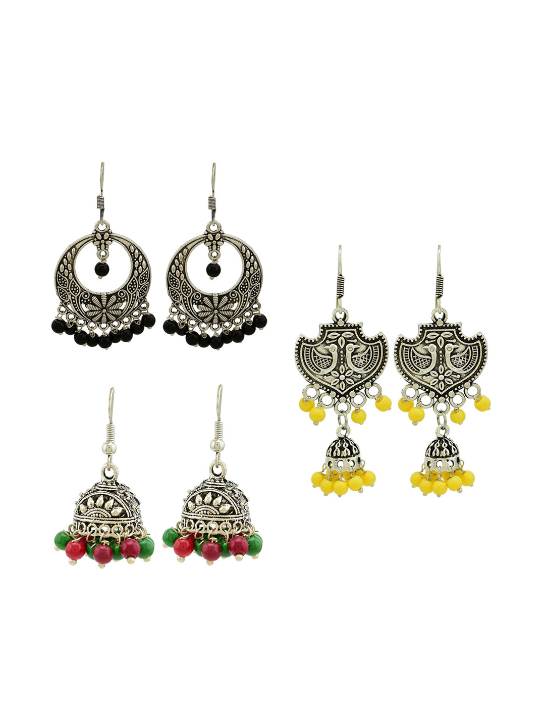 

HIGH TRENDZ Contemporary Jhumkas Earrings, Silver