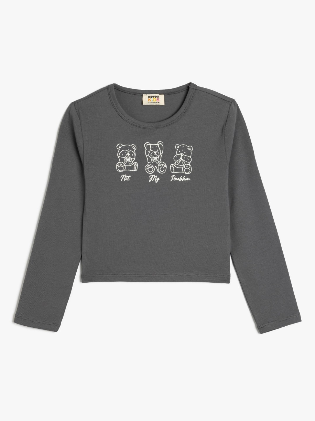 

Koton Girls Typography Printed T-shirt, Grey