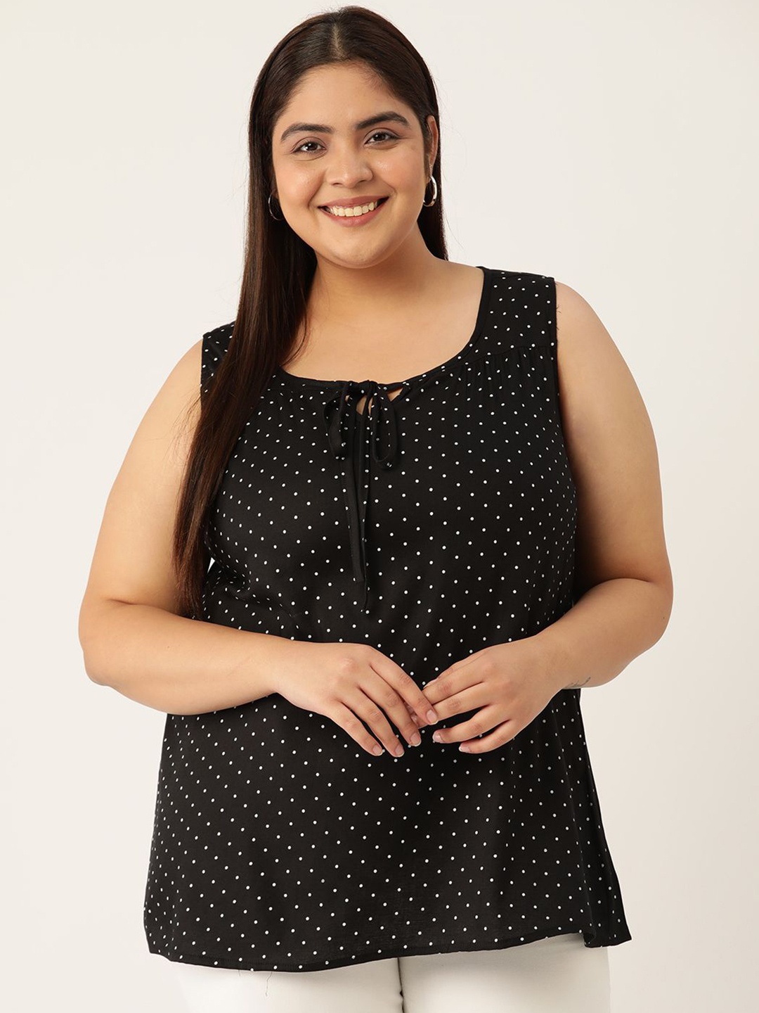 

theRebelinme Polka Dot Print Top, Black