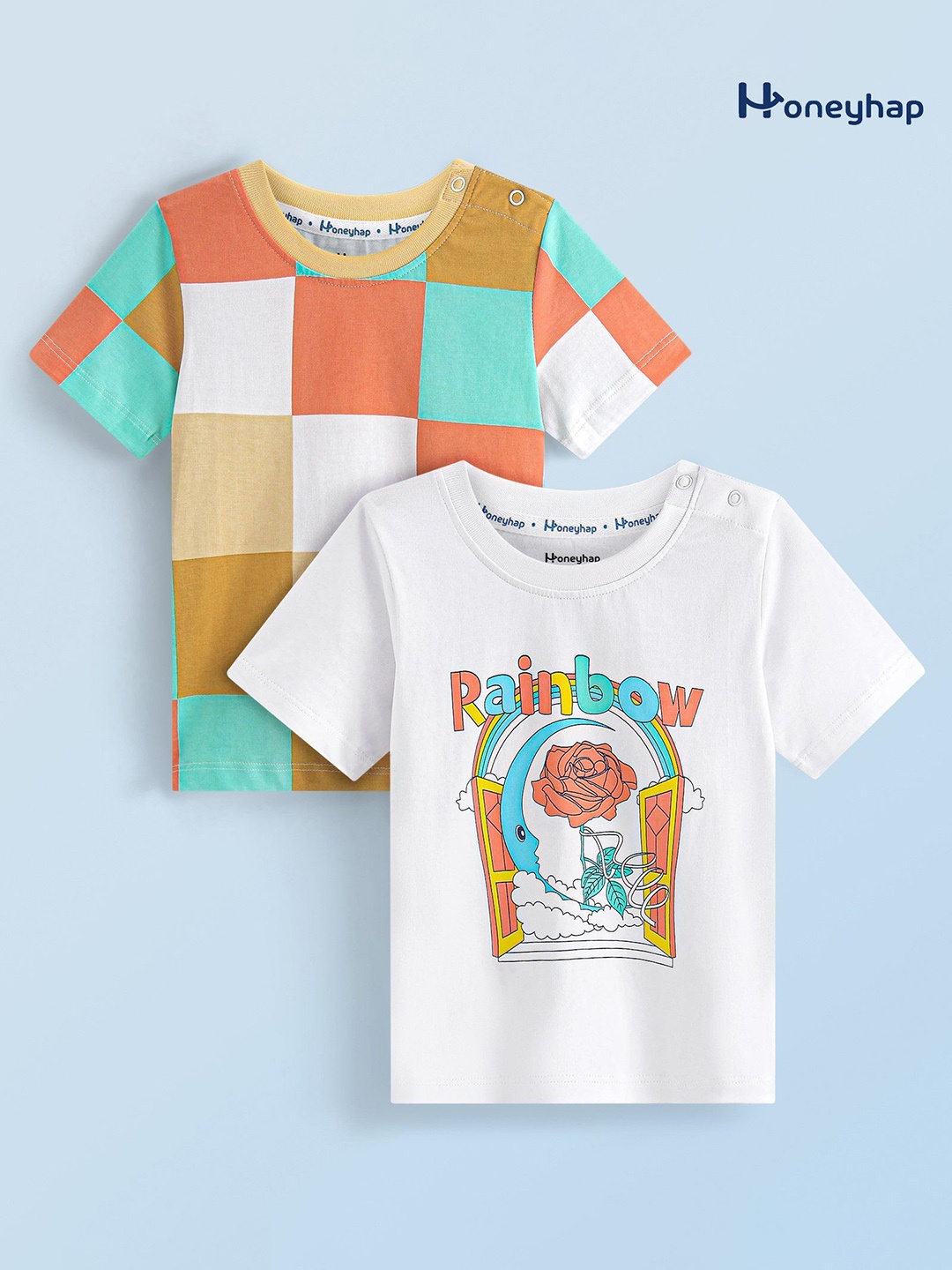 

Honeyhap Boys 2 Printed Polo Collar Applique T-shirt, White