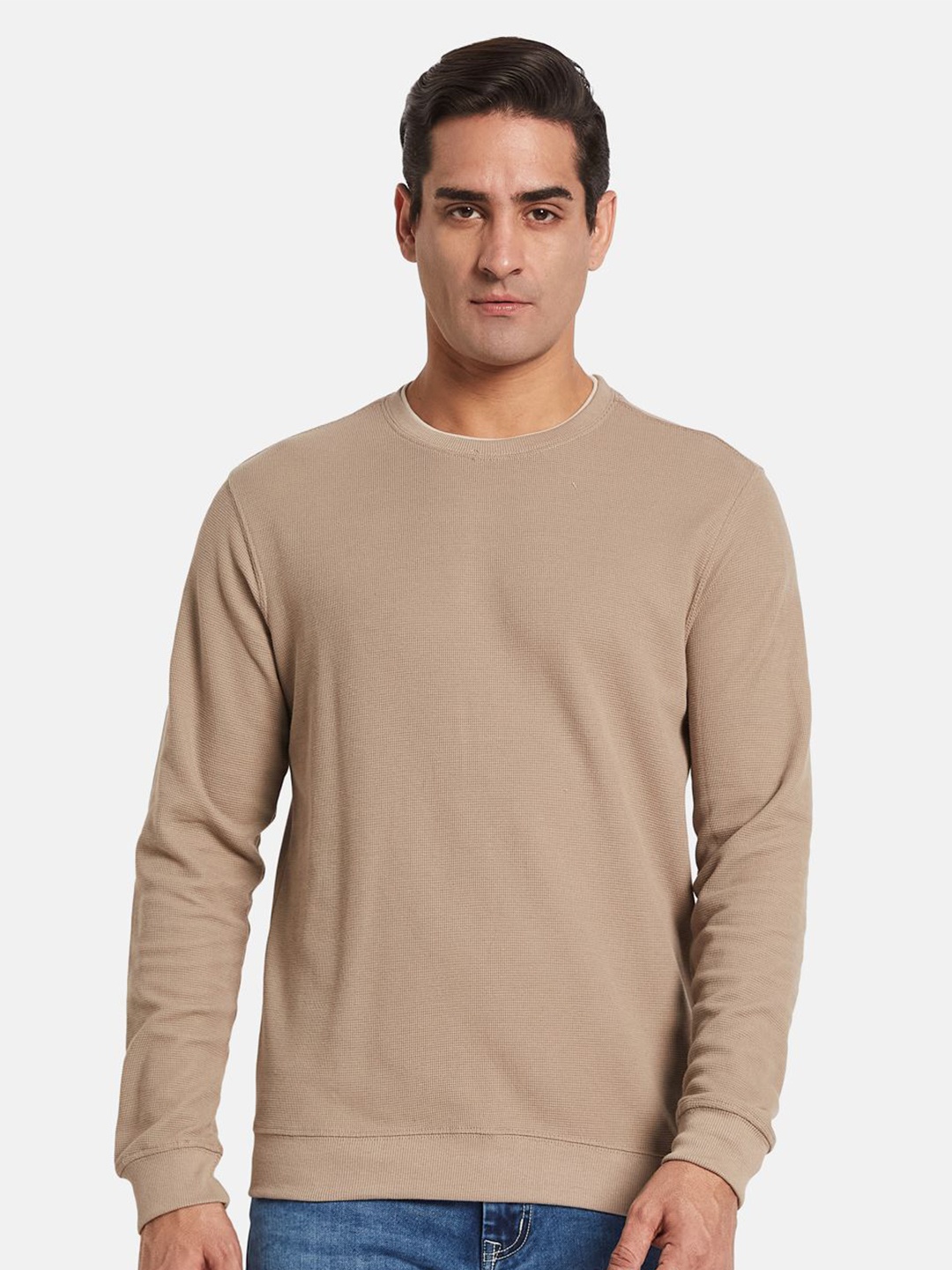 

Octave Men Round Neck Pullover Sweatshirt, Brown