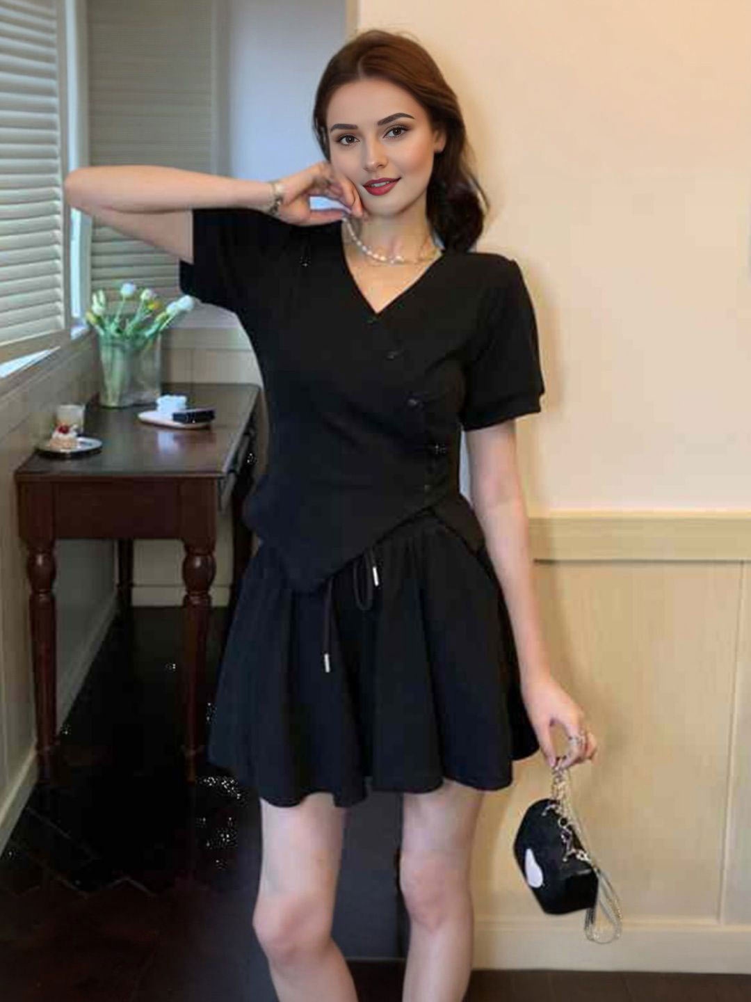 

StyleCast Women Top with Skirt, Black