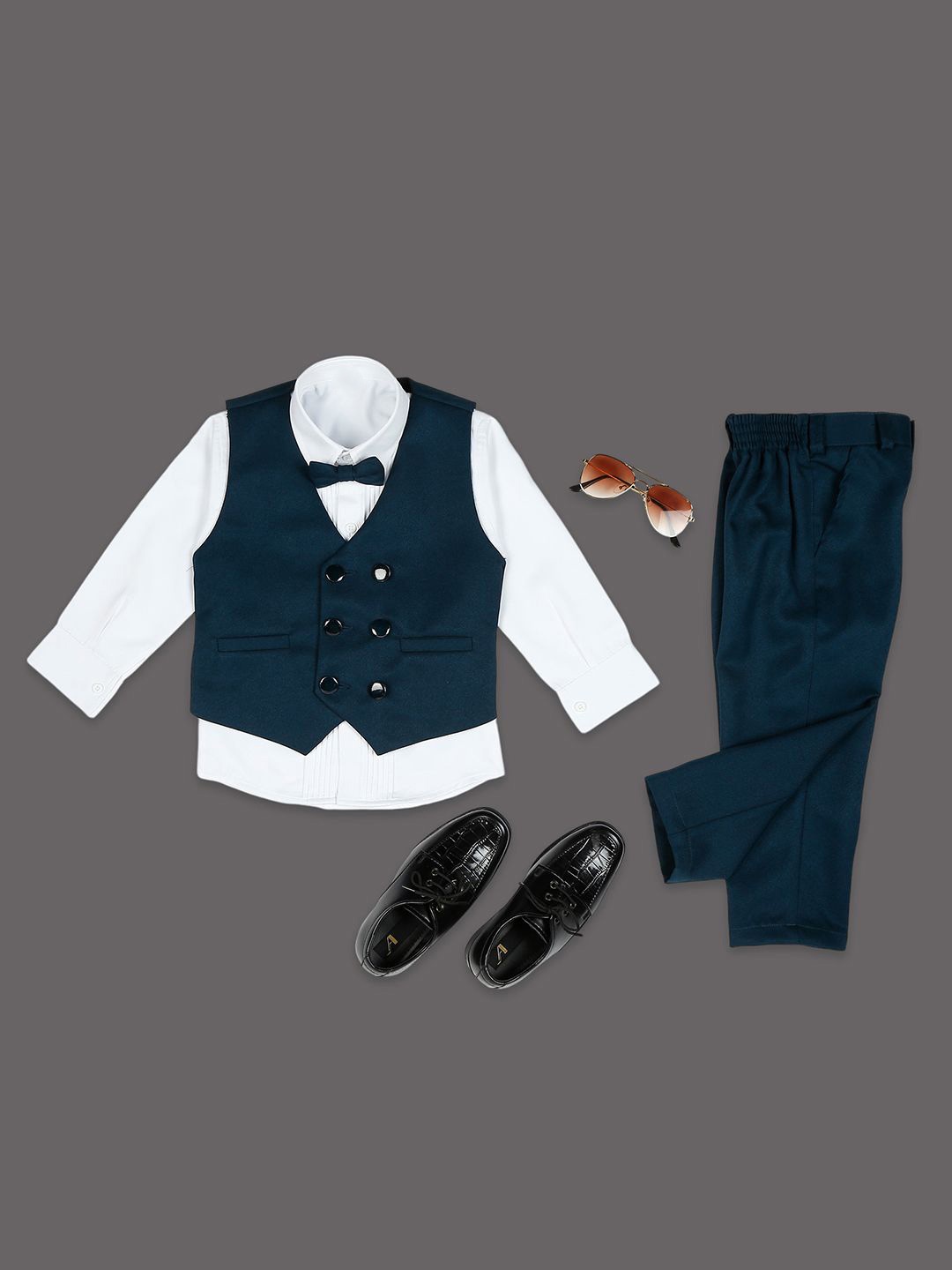

YK Boys Double Breasted Four Piece Suits, Green