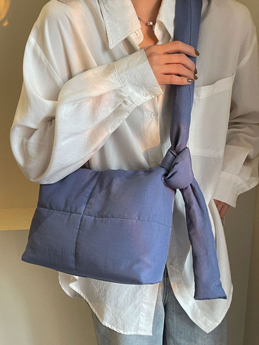 

StyleCast Blue Structured Side Bag with Quilted