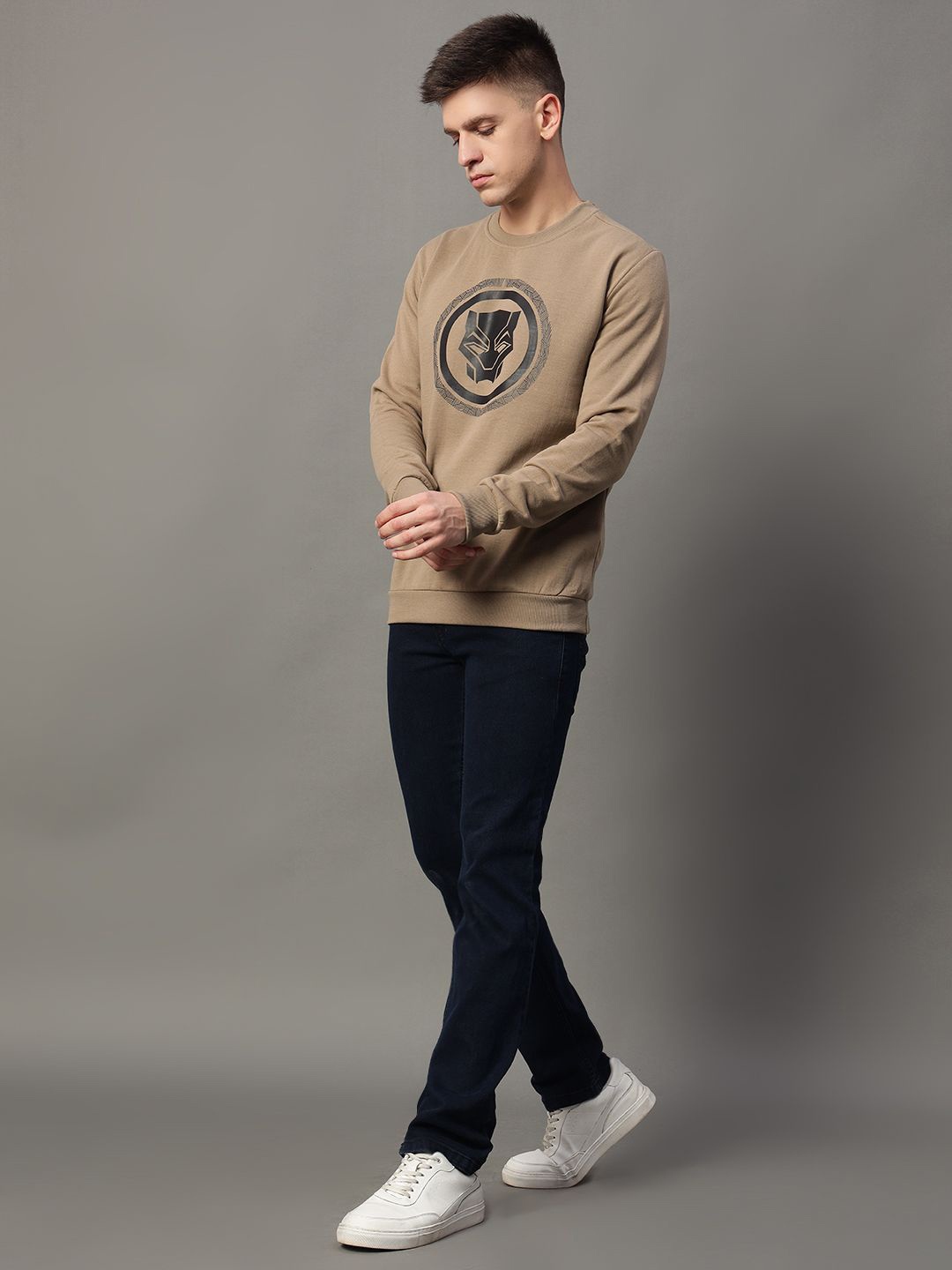

GET GOLF Men Printed Pullover Sweatshirt, Beige