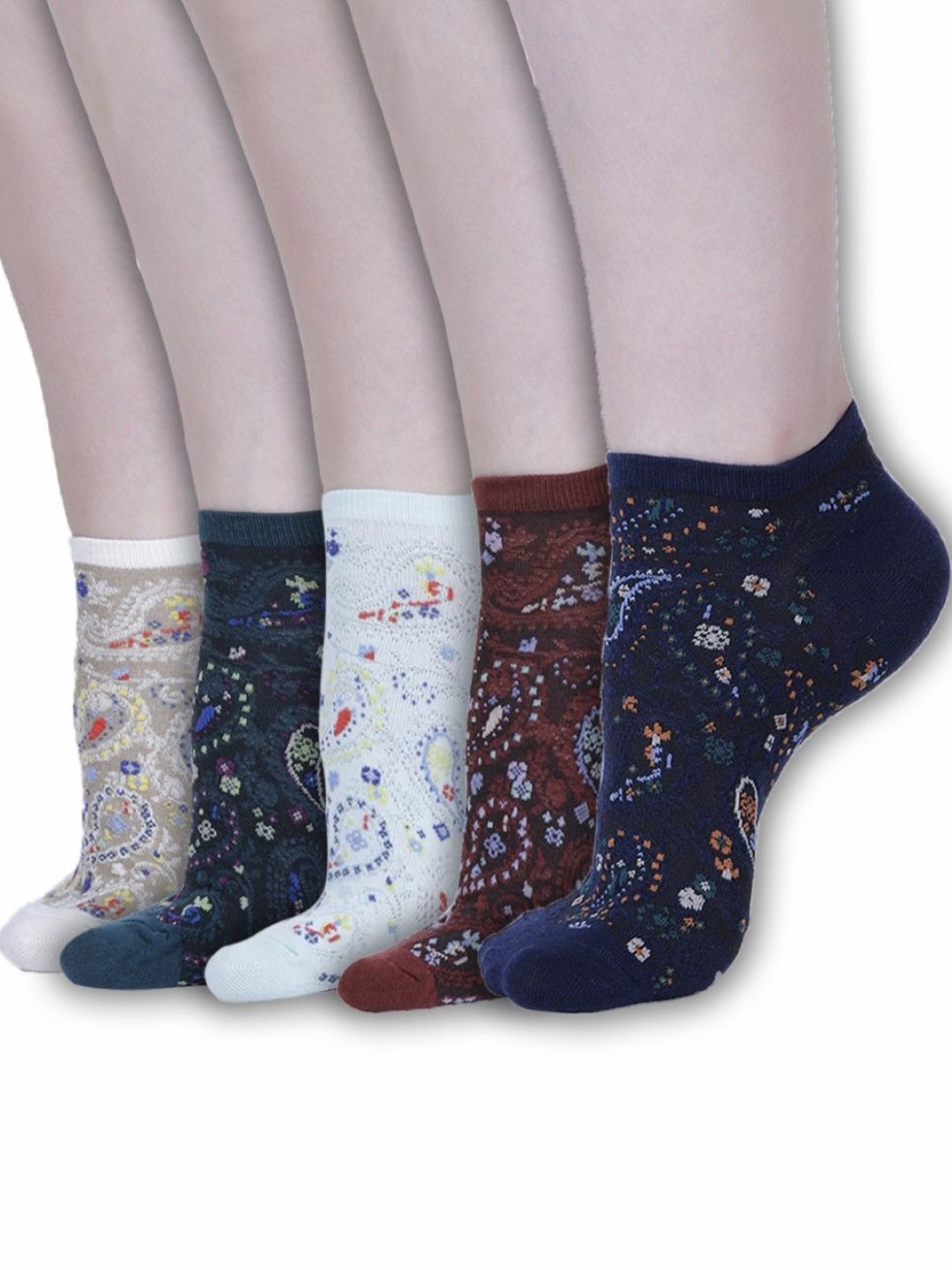 

Dollar Women Pack Of 5 Patterned Ankle Length Socks, White