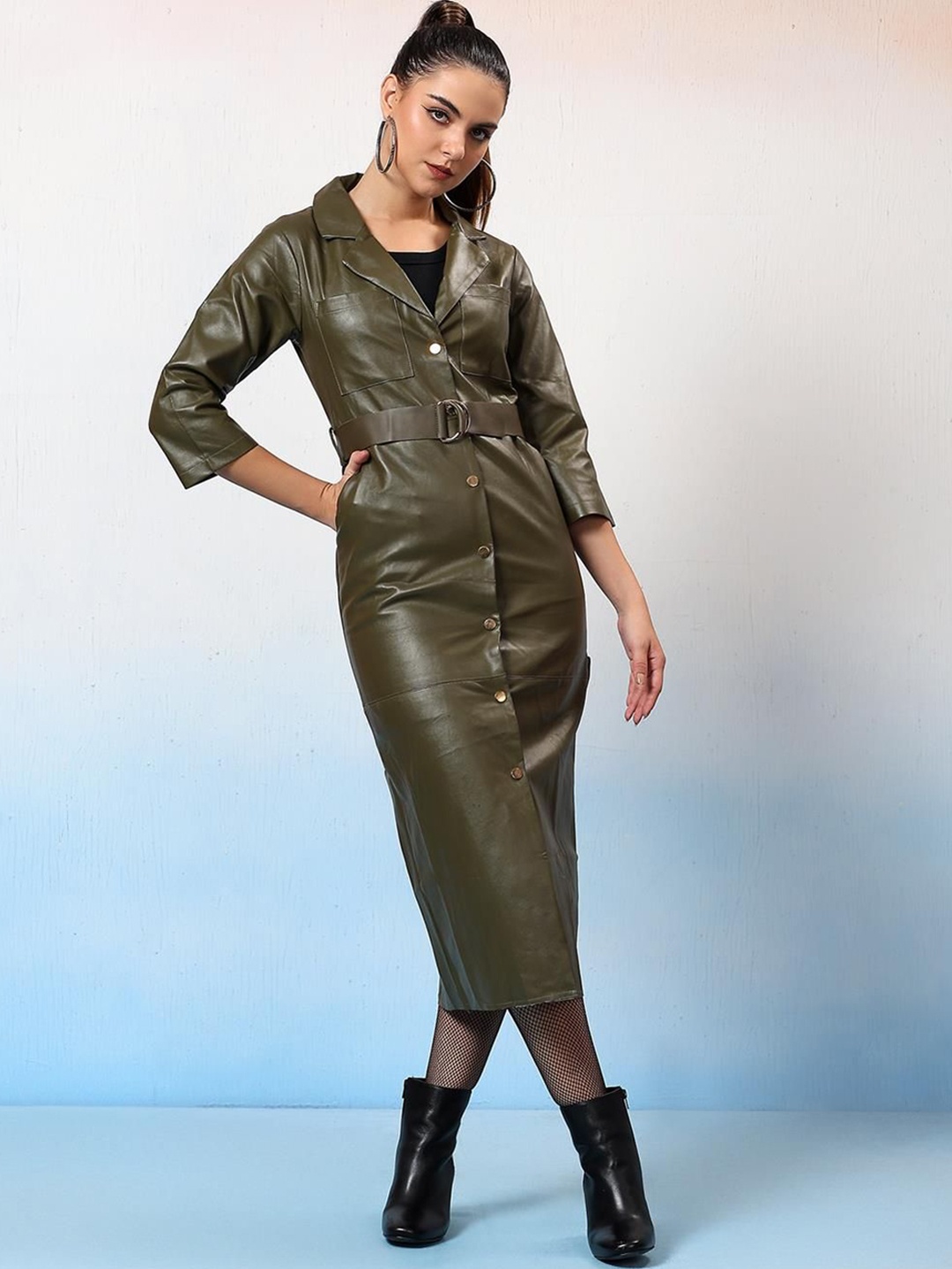 

Kotty Single-Breasted Longline Overcoat, Green