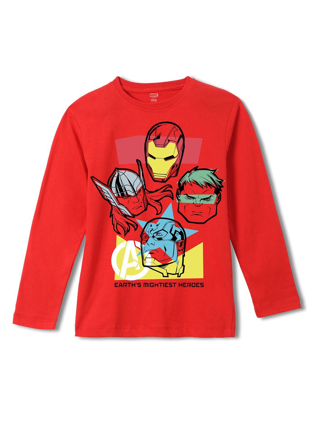 

Wear Your Mind Boys Avengers Printed Pure Cotton Applique T-shirt, Red