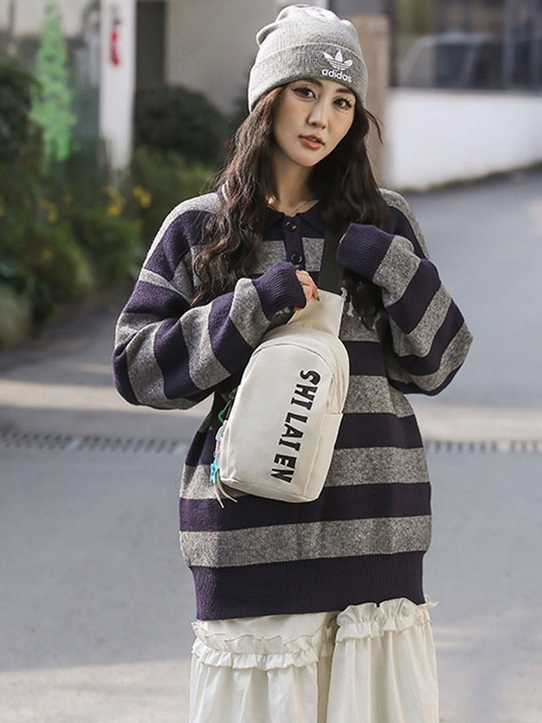 

StyleCast White Typography Printed Crossbody Side Bag
