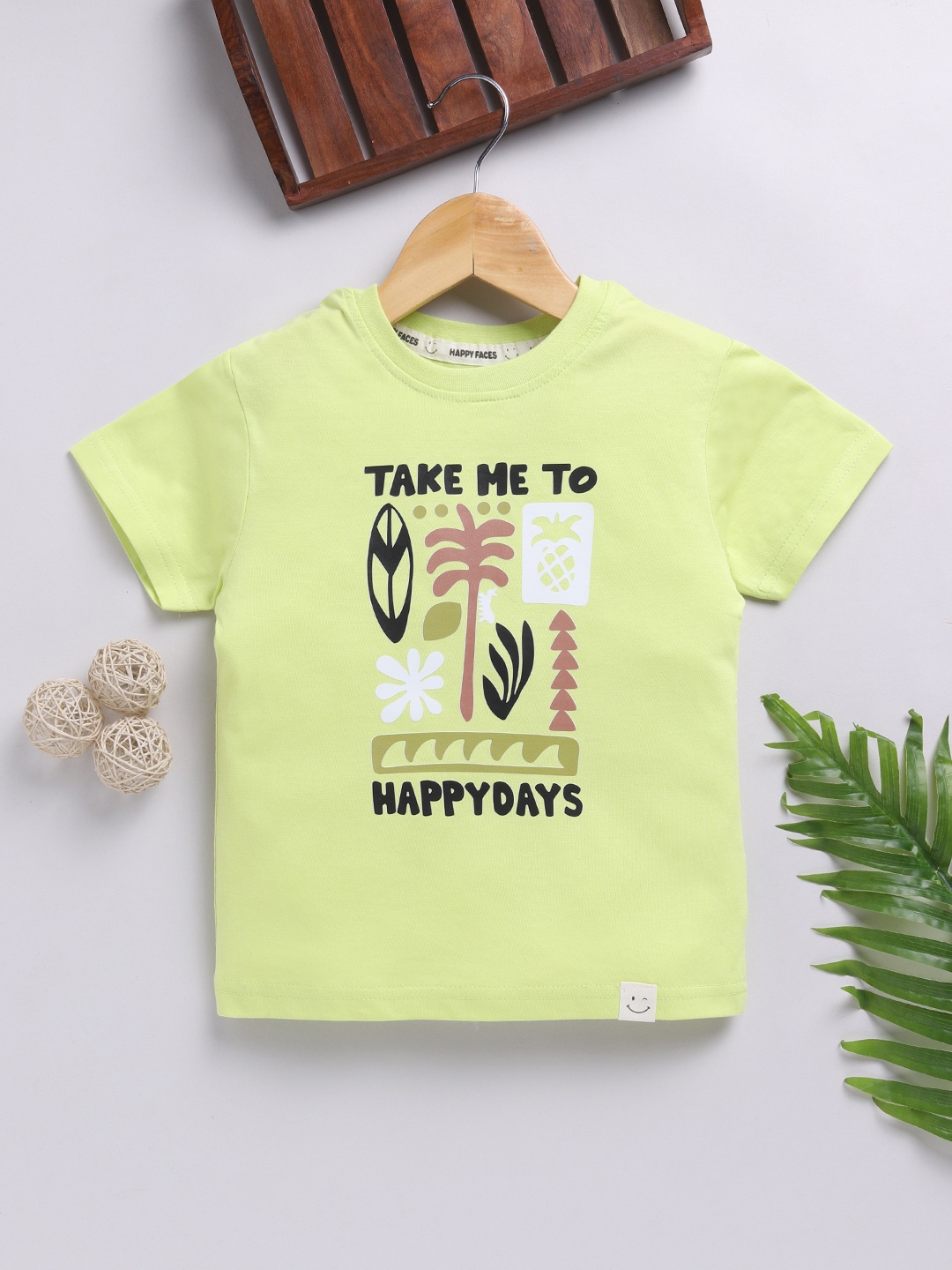 

Happy Faces Kids Boys Conversational Printed Pure Cotton T-Shirt, Yellow