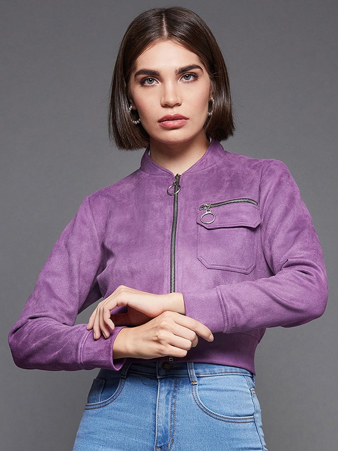 

Miss Chase Women Crop Tailored Jacket, Lavender