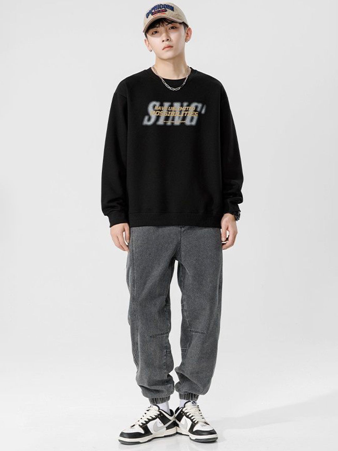 

HERE&NOW Men Pullover Sweatshirt, Black