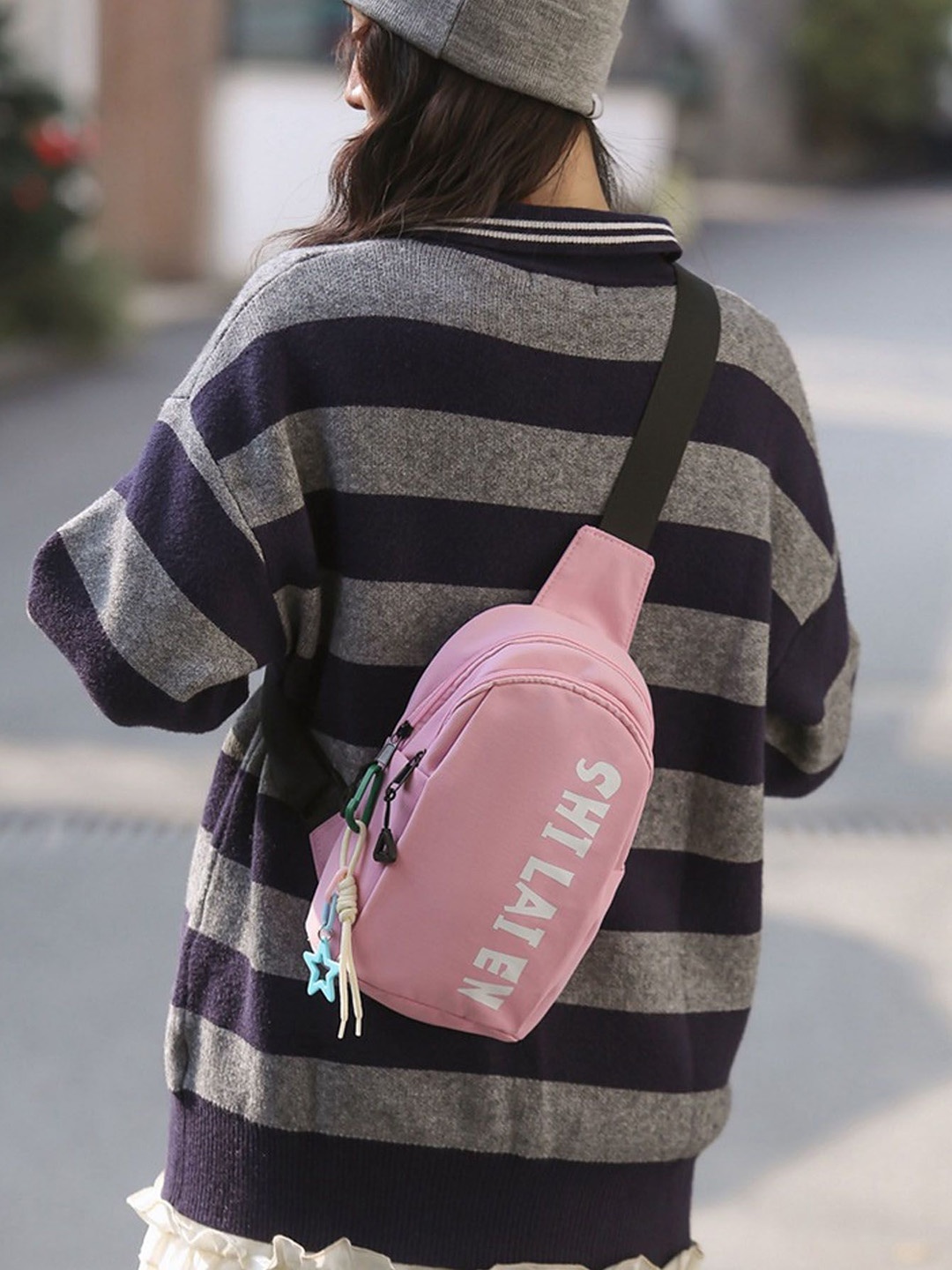 

StyleCast Pink Typography Printed Crossbody Bag, Na
