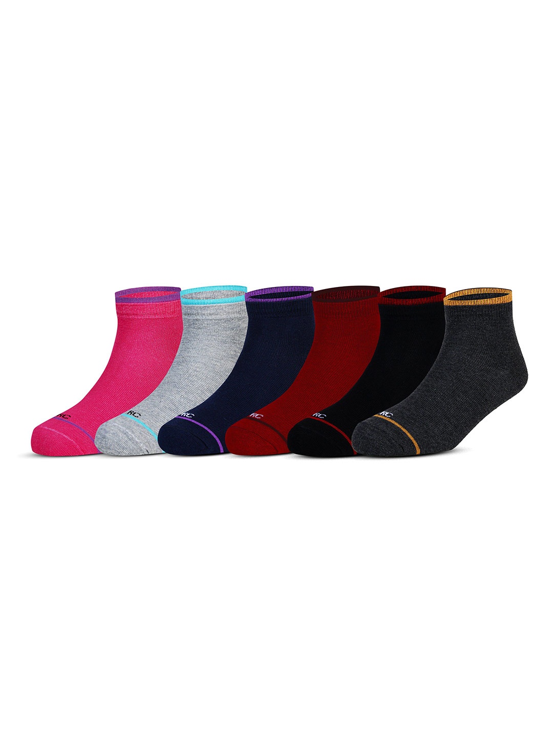 

RC. ROYAL CLASS Women Pack of 6 Cotton Ankle Socks, Red