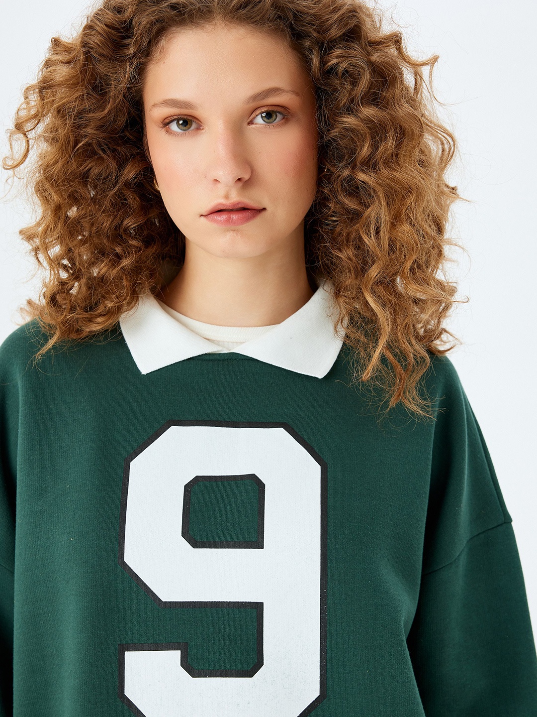 

Koton Women Printed Round Neck Pullover Sweatshirt, Green