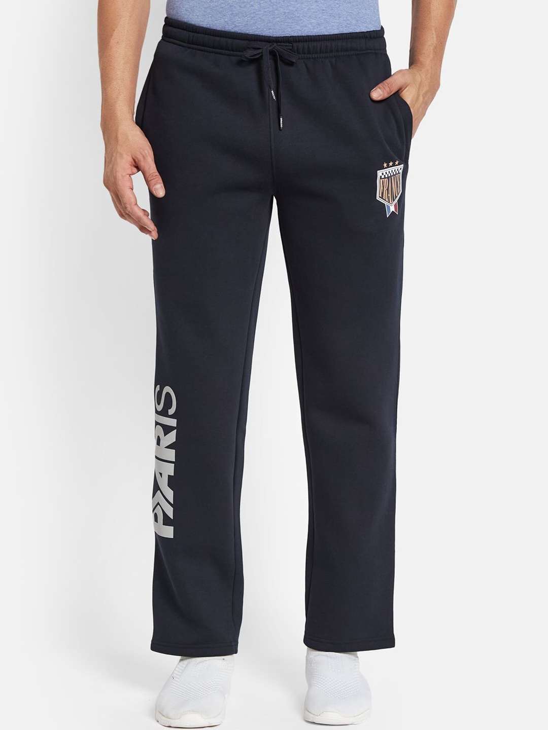 

Octave Men Printed Fleece Track Pants, Navy blue