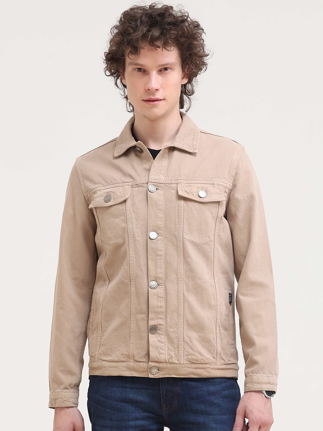 

Grit and Flair Men Cotton Tailored Jacket, Cream