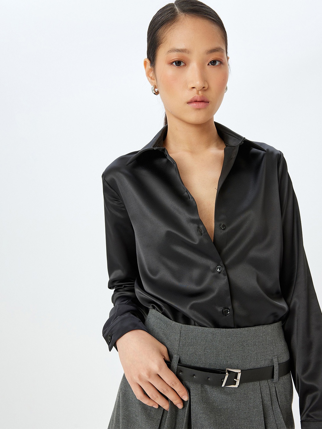 

Koton Women Opaque Casual Shirt, Black