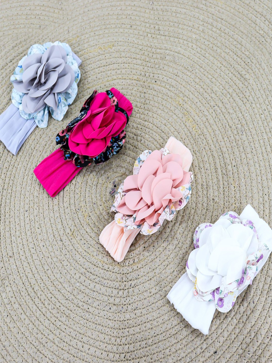 

Krelin Girls 4-Pcs Printed Floral Soft Headbands, Pink