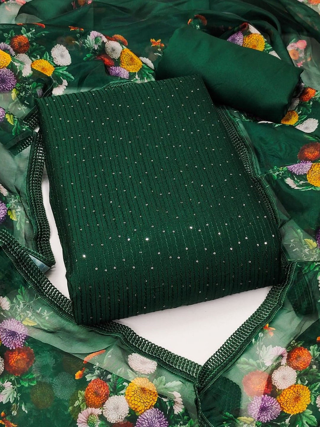 

ZEEPKART Unstitched Dress Material, Green