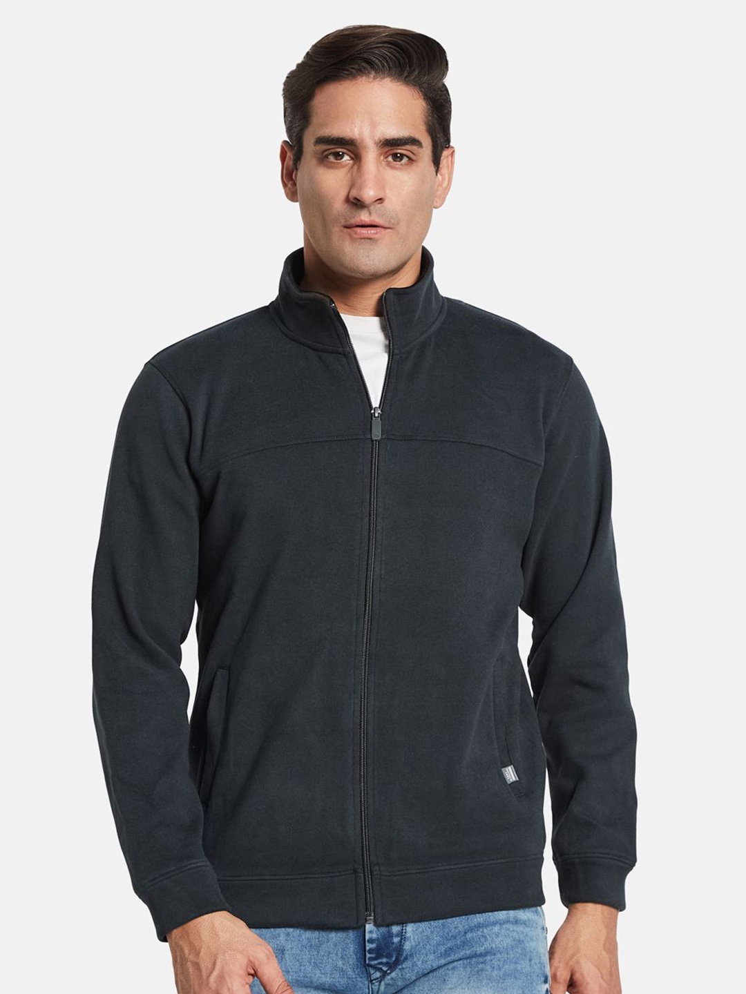 

Octave Men Mandarin Collar Long Sleeves Sweatshirt, Black