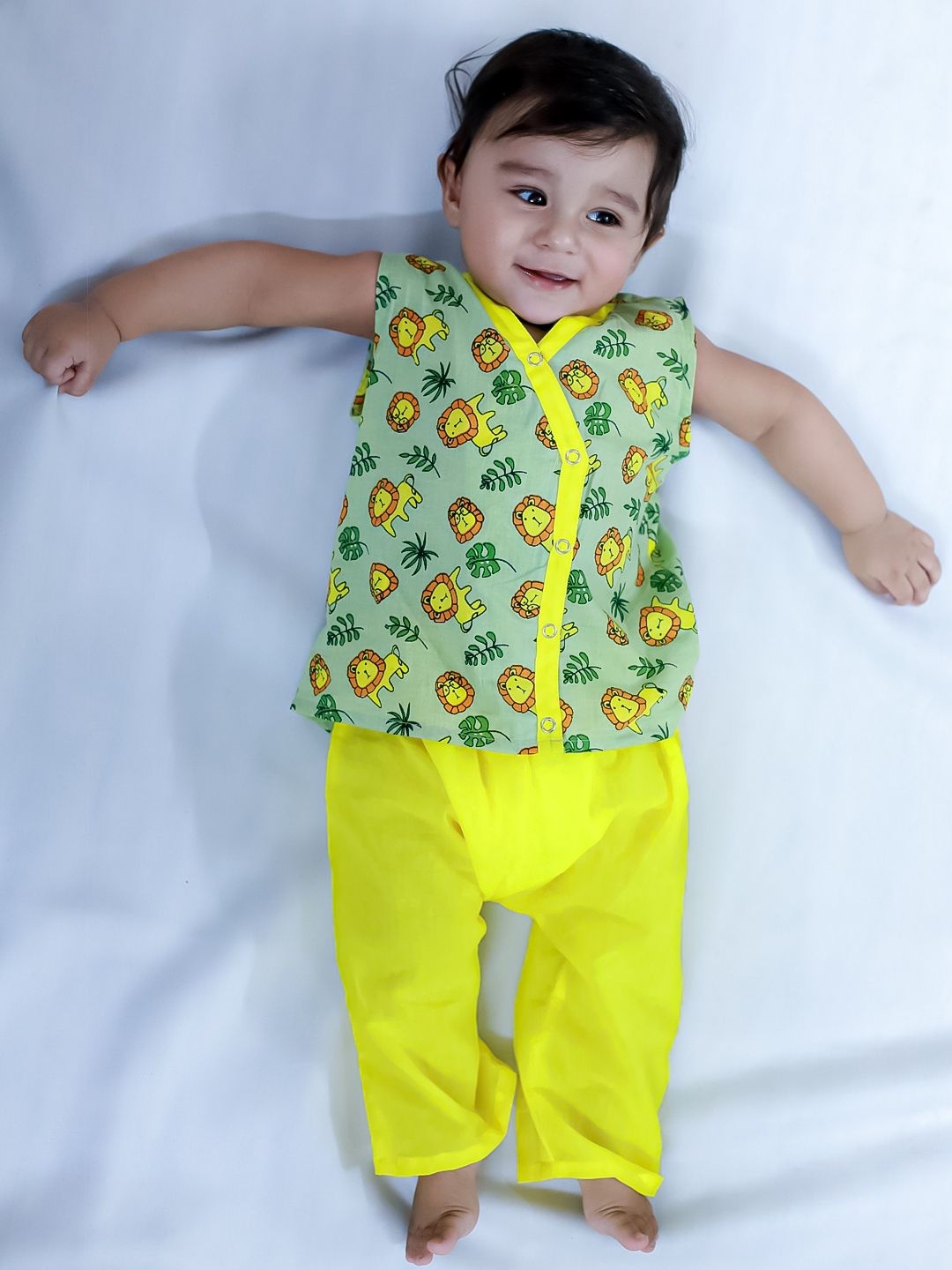 

BownBee Infant Lion Print Kurta Pajama Set, Green