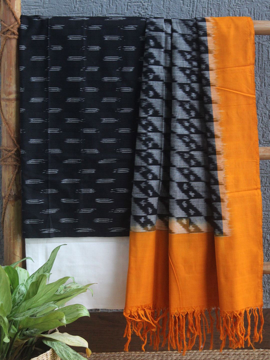 

Weaves of Tradition Pure Cotton Unstitched Dress Material, Black
