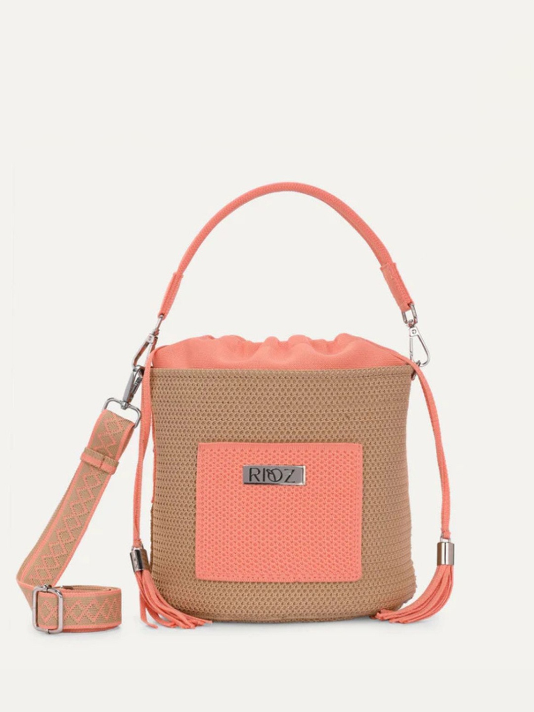 

Rioz Oversized Structured Sling Bag with Tasselled, Orange