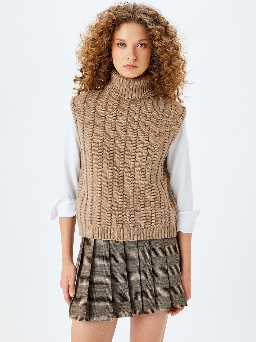 

Koton Cable Knit Sweater Vest, Beige