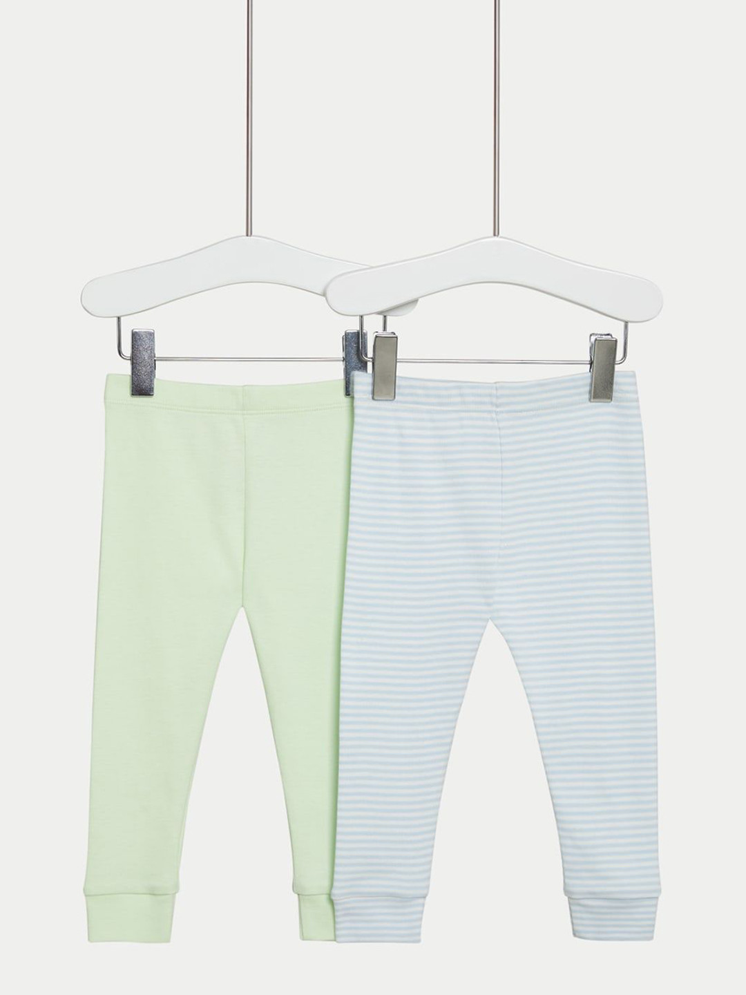 

Marks & Spencer Pack Of 2 Assorted Pure Cotton Ankle-Length Leggings, Blue