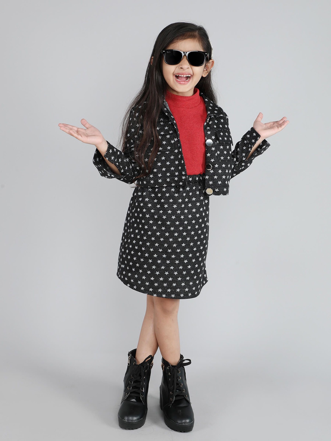 

taffykids Print Fit & Flare Dress, Black