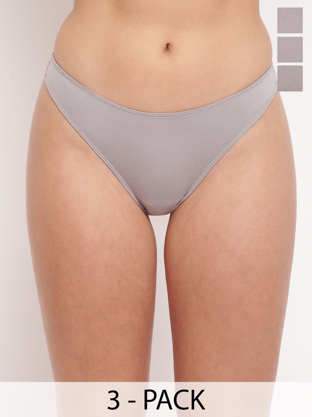 

La Intimo Pack Of 3 Low-Rise Thongs Briefs LIPTH11C300, Grey