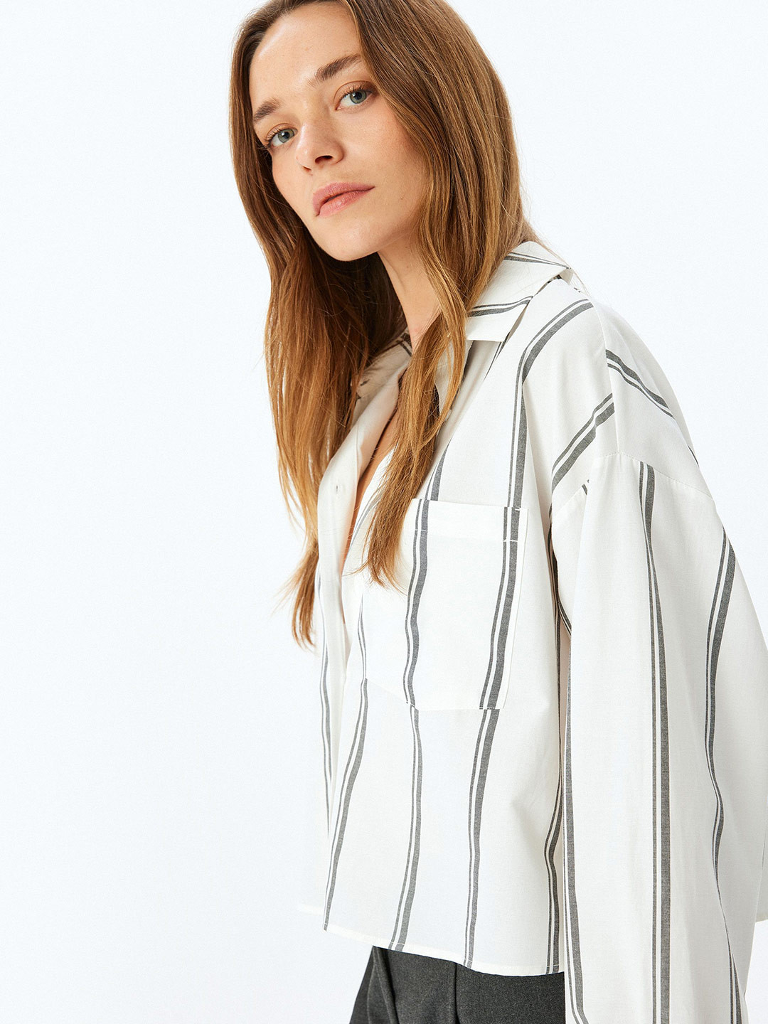 

Koton Women Opaque Striped Casual Shirt, Black