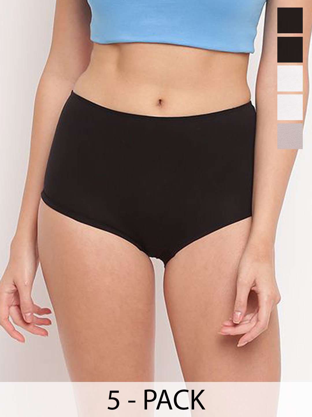 

La Intimo Women Pack of 5 Cotton Boyshort Briefs, Black