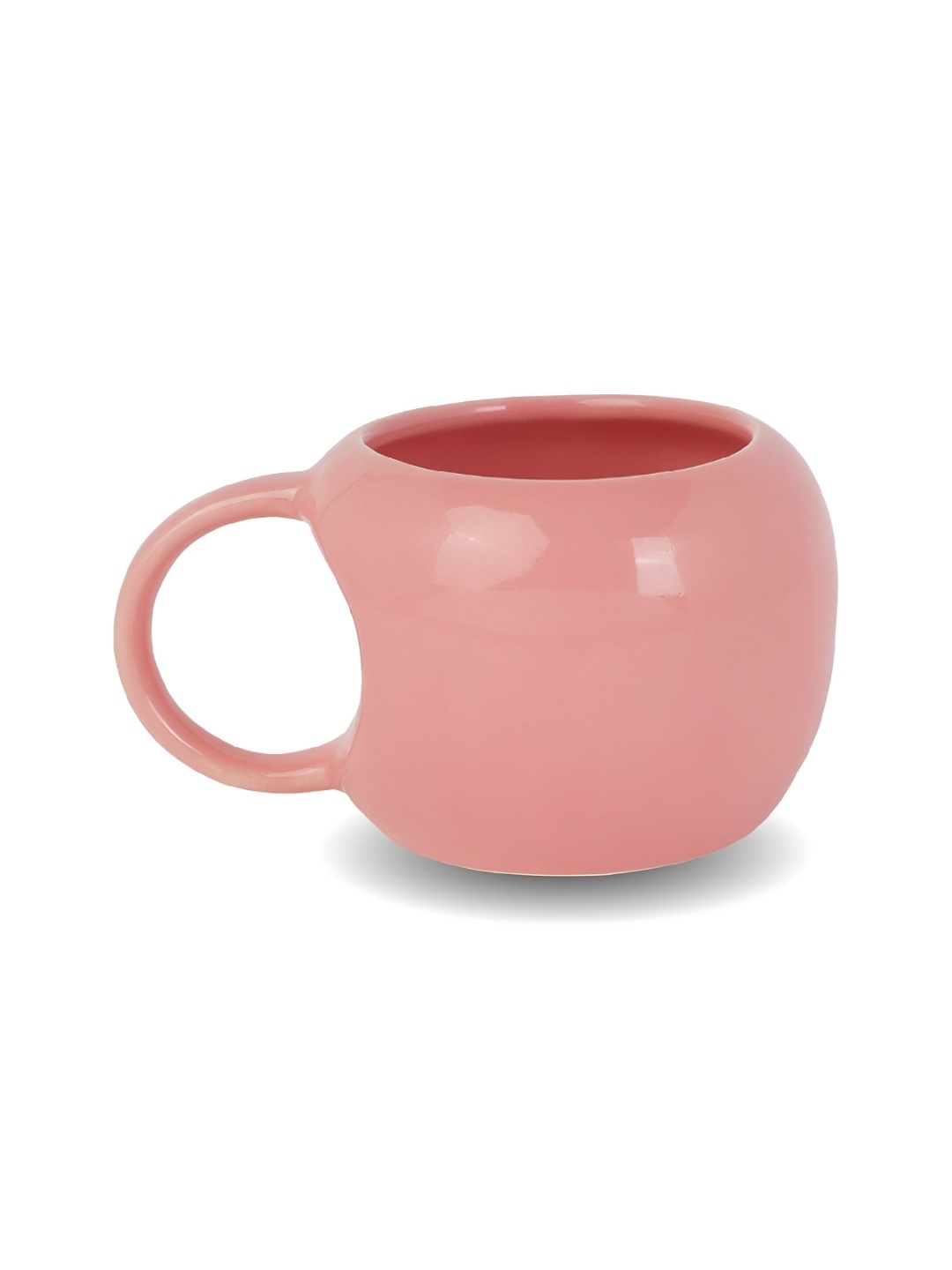 

10club Peach Round Ceramic Cup - 320 ML, Pink