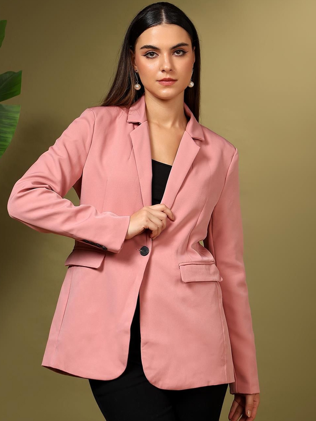 

Kotty Notched Lapel Single Breasted Blazer, Pink