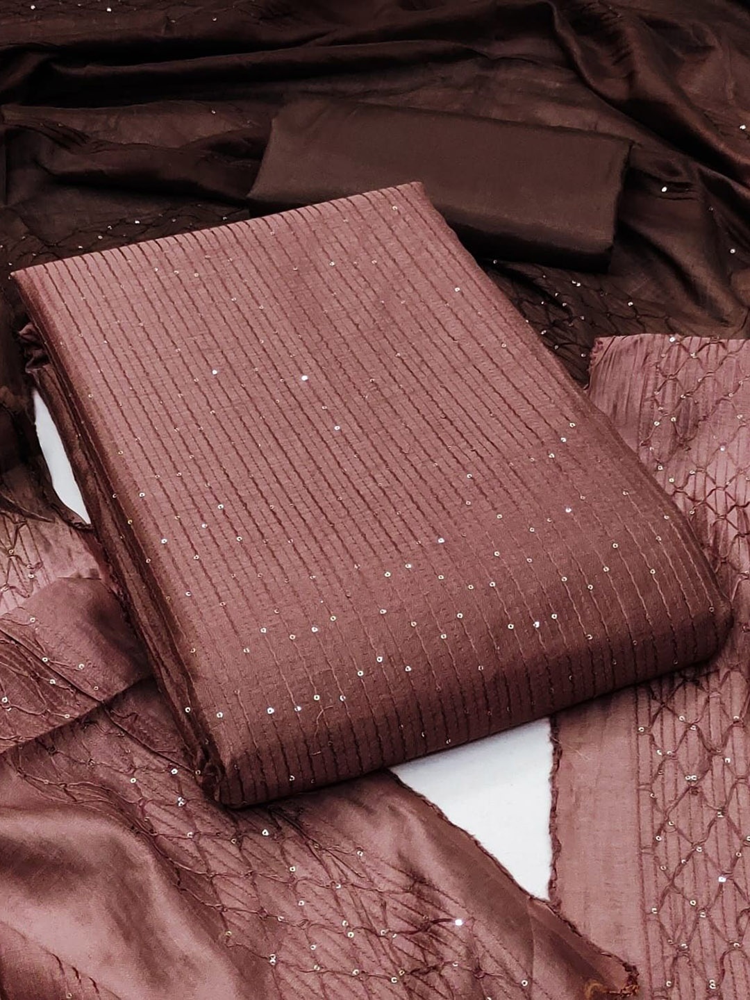 

ZEEPKART Unstitched Dress Material, Brown