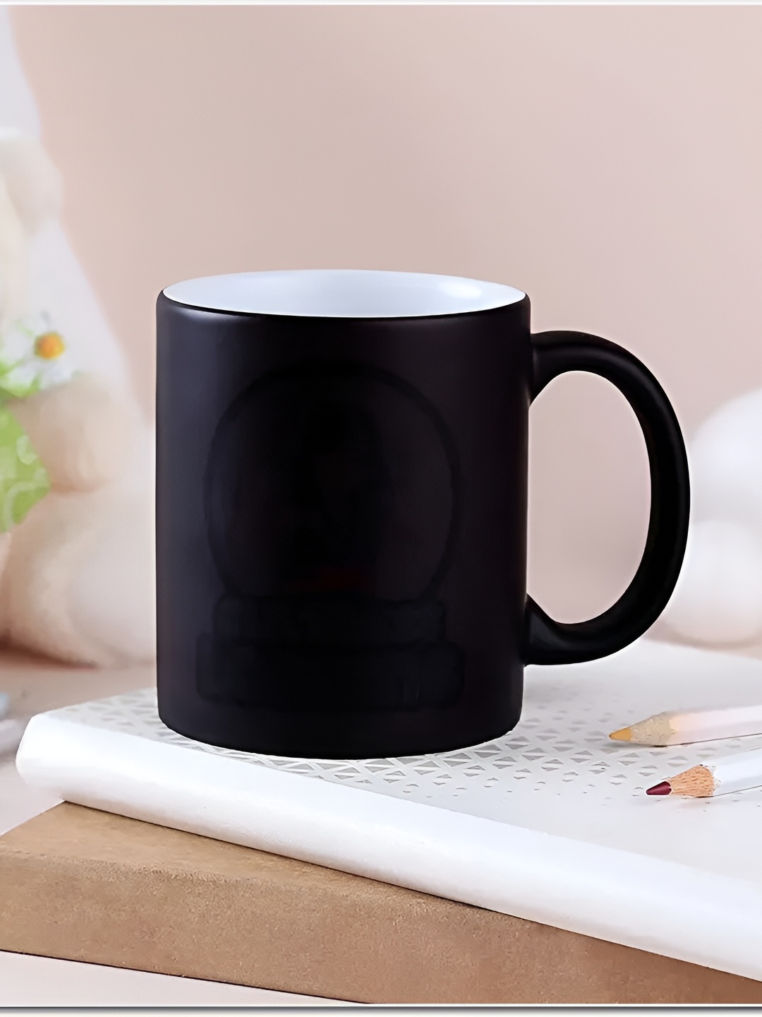 

fnp Black Printed Ceramic Glossy Mugs Set of Cups and Mugs