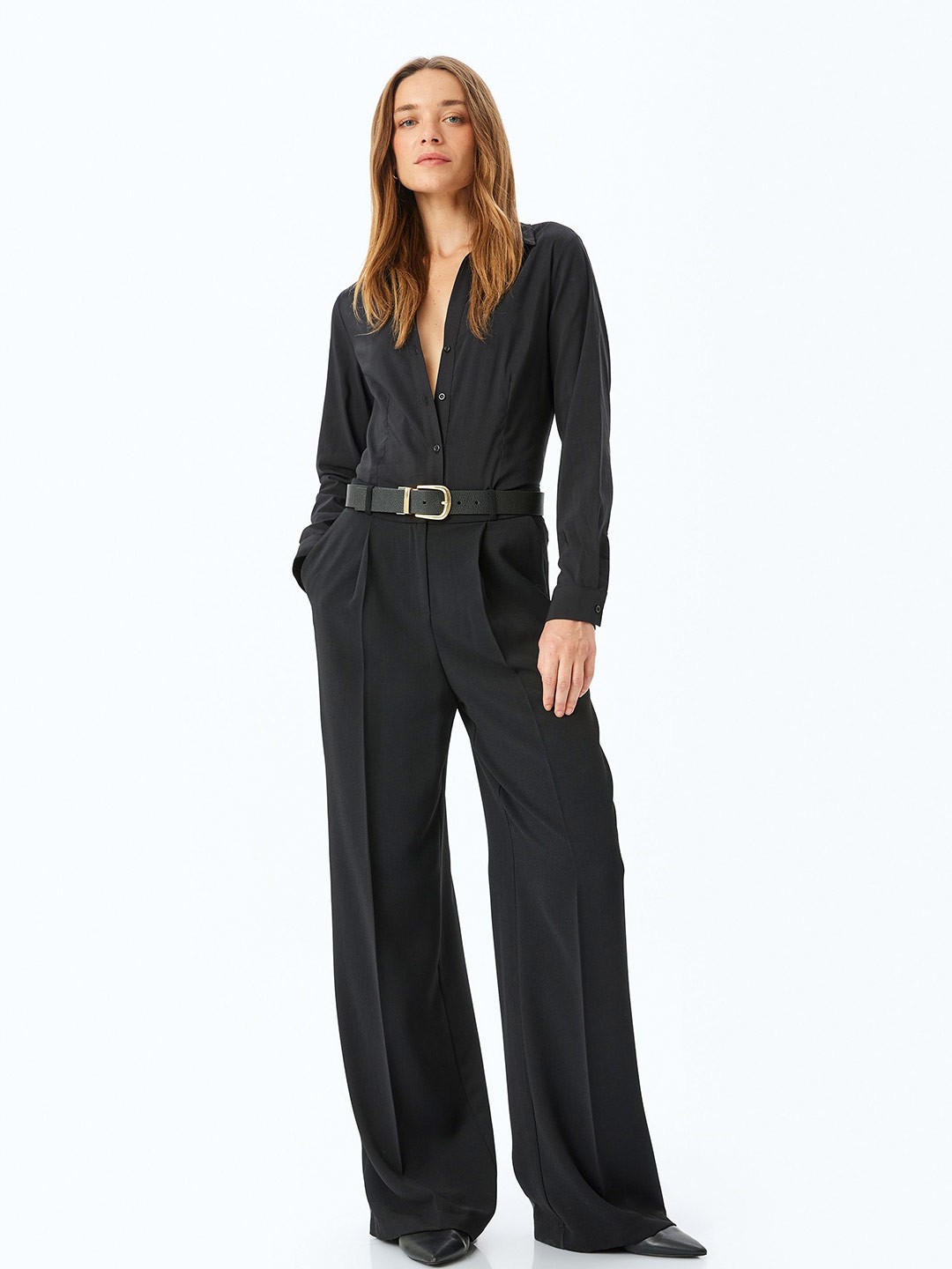 

Koton Women Slim Fit Opaque Casual Shirt, Black