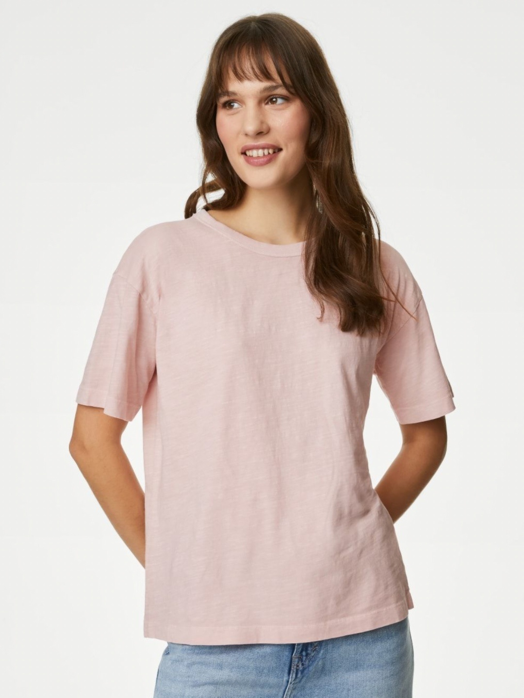 

Marks & Spencer Women Extended Sleeves Pockets T-shirt, Pink
