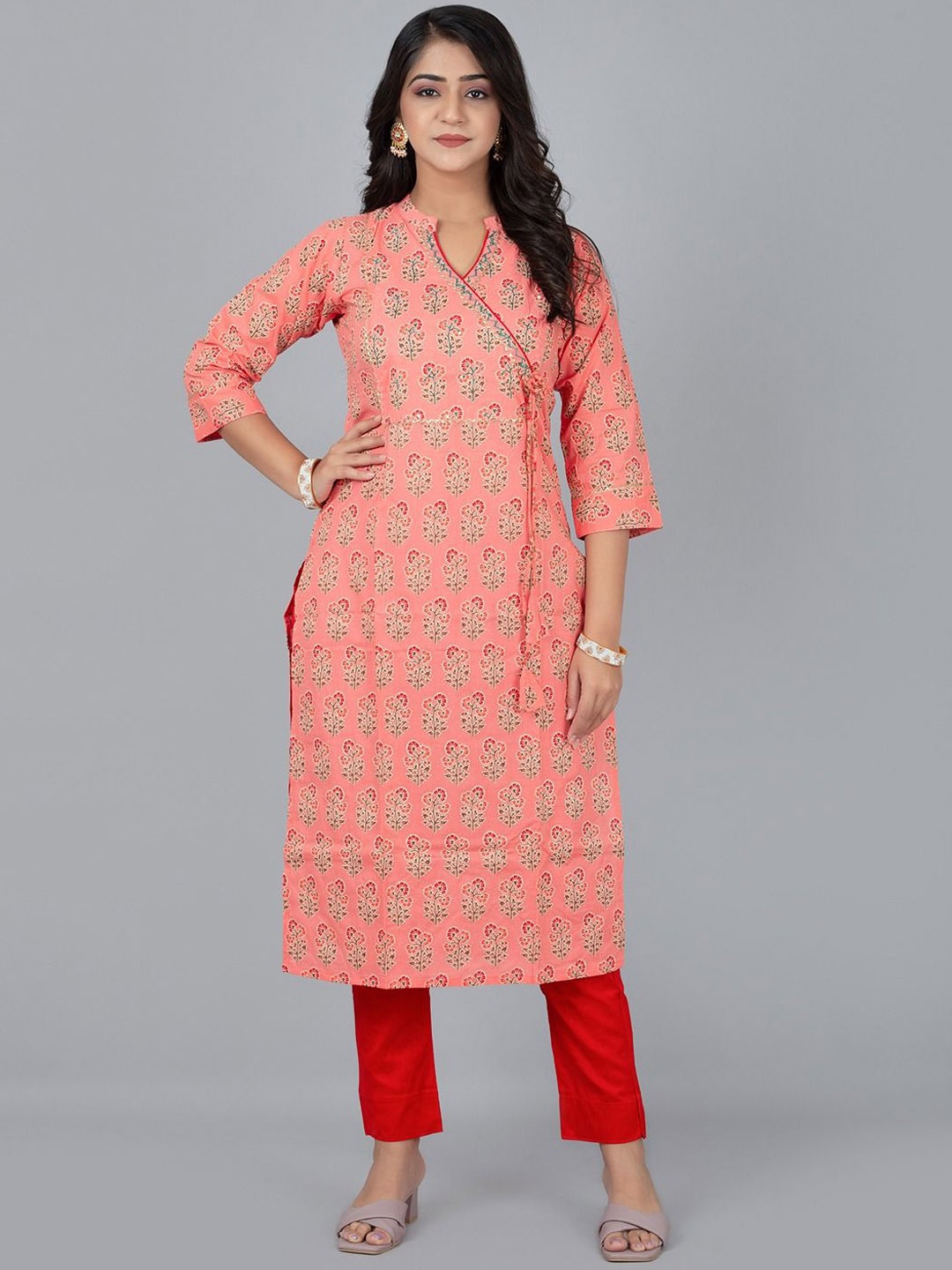 

Fashion Petals Women Printed Regular Kurta, Peach