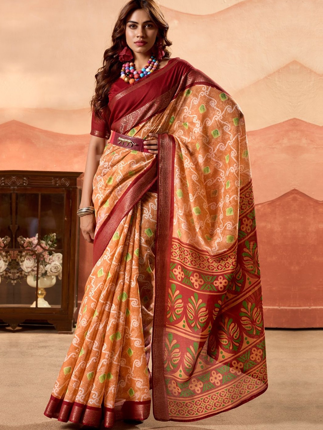 

CHUDIYA Pure Cotton Designer Saree, Maroon