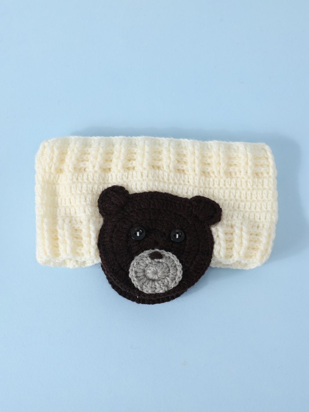 

FUNKRAFTS Kids Self Design Woollen Ear Warmer Muffs Headband, Off white