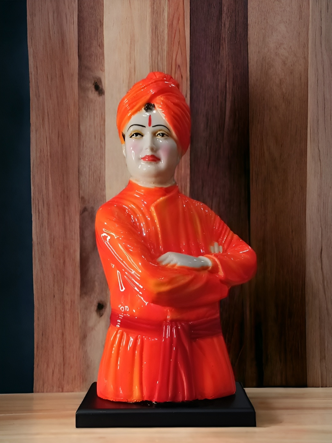 

NAYRA HANDICRAFTS Swami Vivekananda Standing Marble Idol, Orange