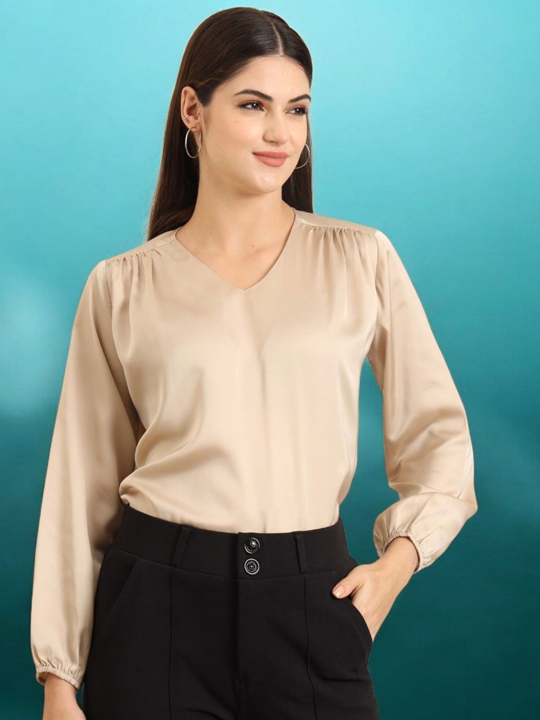 

All About You Formals Satin Top, Cream