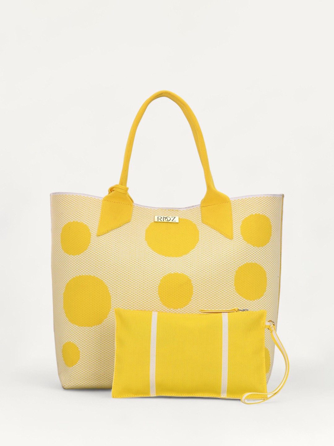

Rioz Oversized Shopper Tote Bag with Cut Work, Yellow
